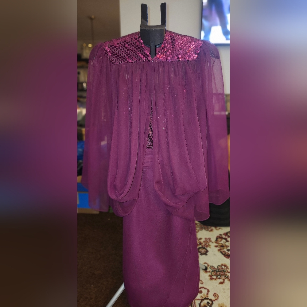 Vintage Rose Taft Couture Fashions  Evening Gown w/Shawl